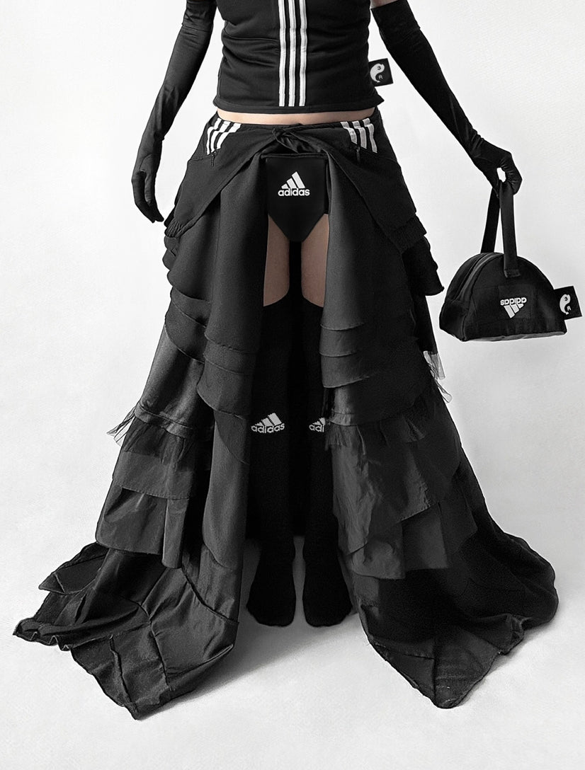 3R UPCYCLED / BLACK WIDOW MULTILAYERED SKIRT